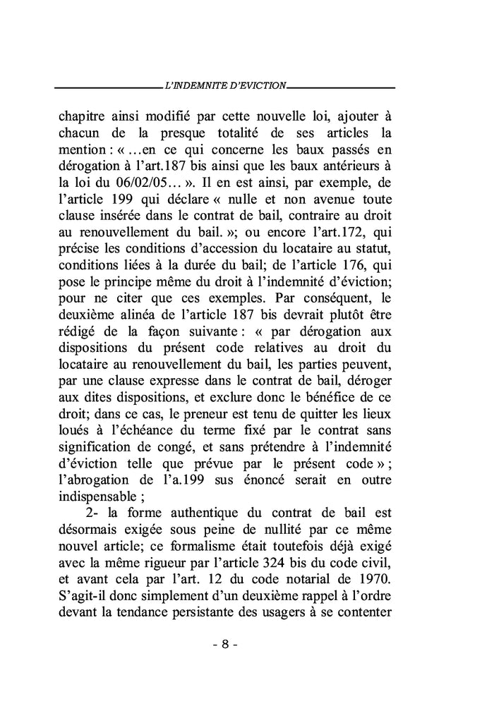 L'indemnité d'éviction