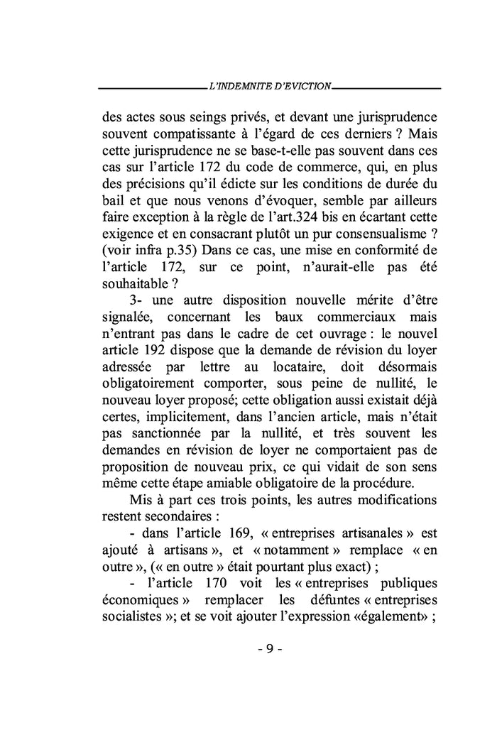 L'indemnité d'éviction