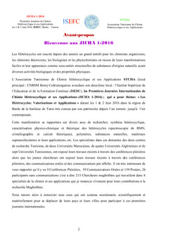 Recueil Premières Journées Internationales de Chimie Hétérocyclique et ses Applications