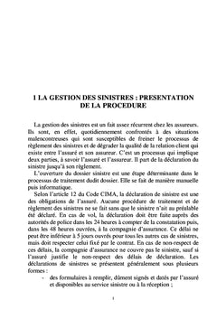 La gestion des sinistres dans une compagnie d'assurance