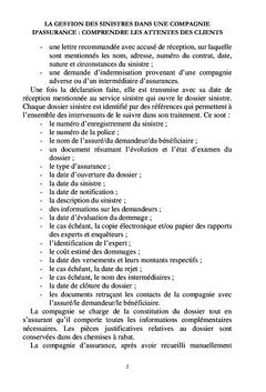 La gestion des sinistres dans une compagnie d'assurance