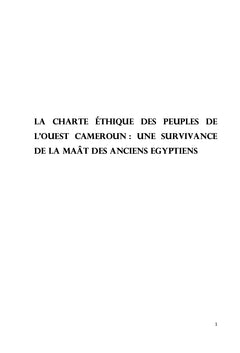 La charte éthique des peuples de l'Ouest Cameroun