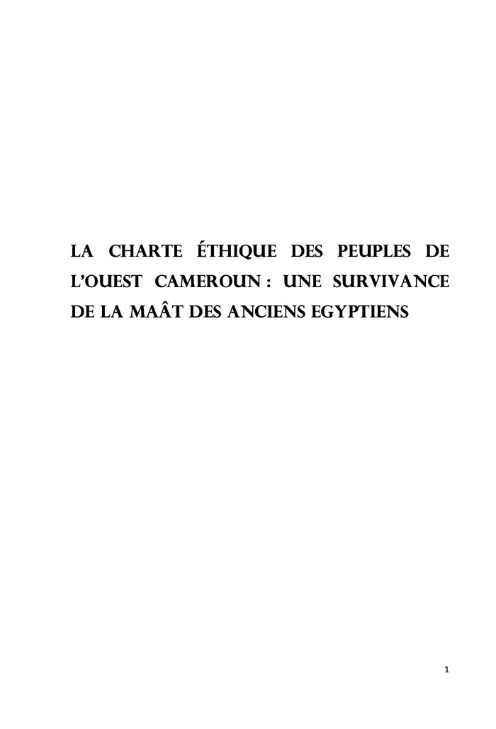 La charte éthique des peuples de l'Ouest Cameroun
