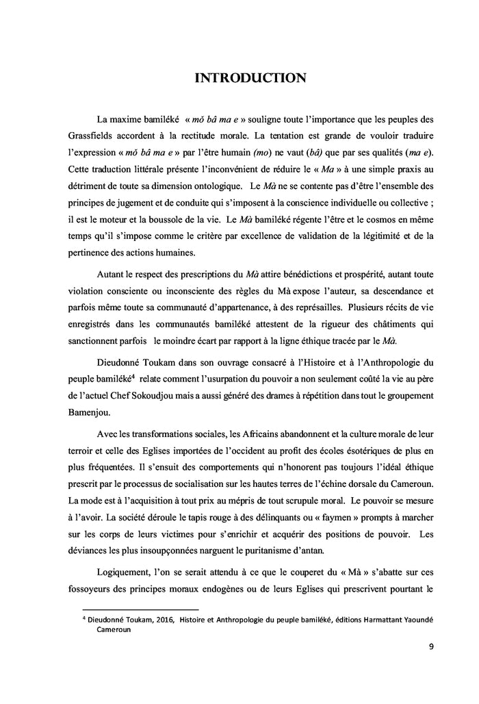 La charte éthique des peuples de l'Ouest Cameroun