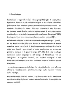 Les tumeurs primitives de la paroi thoracique :