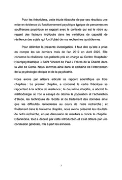 Capacité résiliente des patients pris en charge par l'hôpital neuropsychiatrique