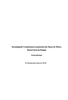 Dynamique de l'ensablement et protection des Niayes de Mboro