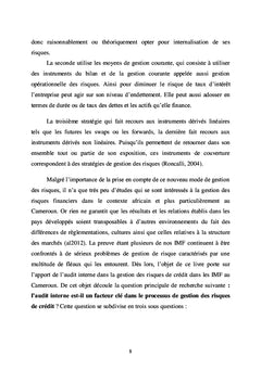 AUDIT INTERNE ET GESTION DES RISQUES DE CREDIT DANS LES IMF AU CAMEROUN