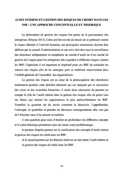 AUDIT INTERNE ET GESTION DES RISQUES DE CREDIT DANS LES IMF AU CAMEROUN