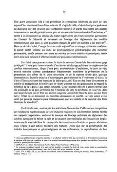 La pratique du veto au CS de l'ONU à l'orée de la paix internationale
