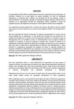 Mise en oeuvre de la responsabilité sociétale dans les organisations du Cameroun