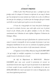 Paramètres de minage de la mine à ciel ouvert
