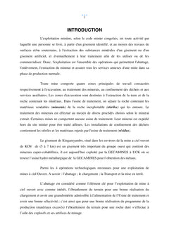 Paramètres de minage de la mine à ciel ouvert