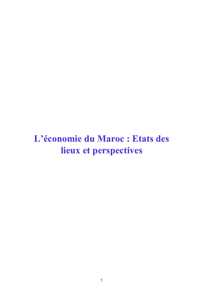 L'économie du Maroc : Etats des lieux et perspectives