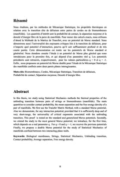 Etude Exacte de la Mécanique Statistique des Matériaux Biologiques