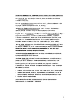 Education Physique en formation : une approche transversale