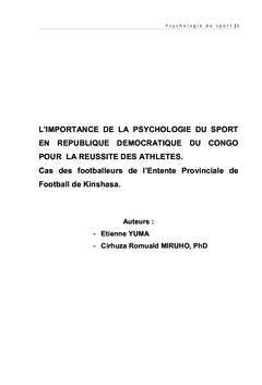 L'importance de la psychologie du sport en République Démocratique du Congo
