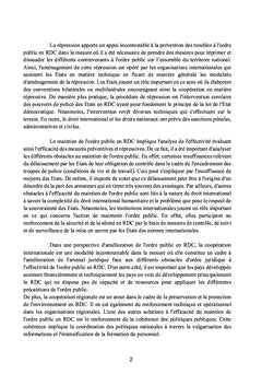 La police nationale congolaise et le maintien de l'ordre public
