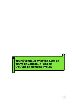 Temps verbaux et style dans le texte romanesque