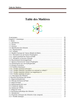 Cours et travaux dirigés Atomistique et chimie organique