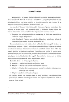 Cours et travaux dirigés Atomistique et chimie organique
