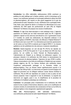 Déterminants de la sous-notification EIM à l'Hôpital Mohamed V Meknès