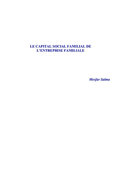 Le capital social familial de l'entreprise familiale
