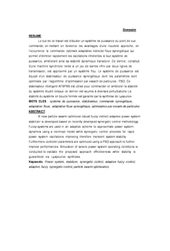 Stabilisateur Optimal Synergétique Flou d'un Système de Puissance