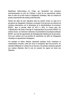 Defis et enjeux de la lutte contre le changement climatique en rdc