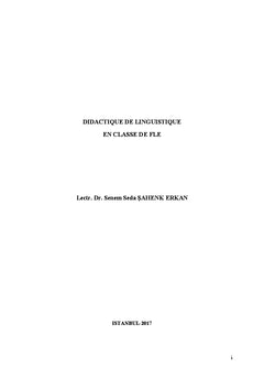 Didactique de linguistique en classe de FLe