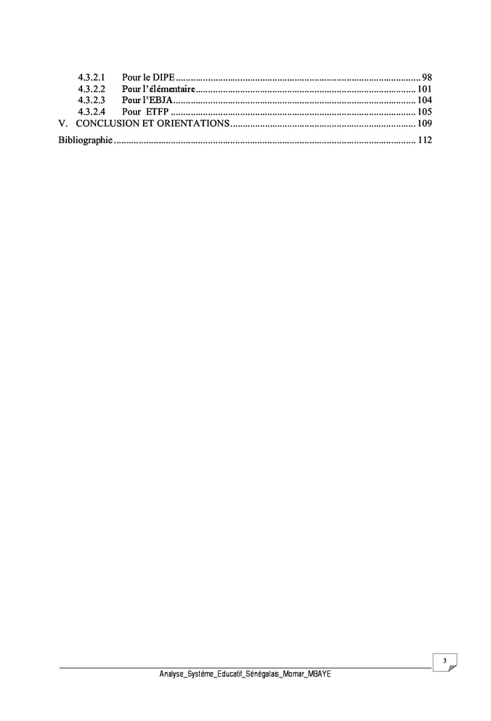 Analyse du systeme educatif au Senegal du pdef au paquet