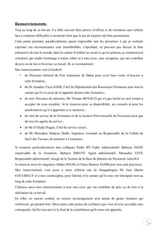 Analyse de l'évaluation de la formation au Port Autonome de Dakar