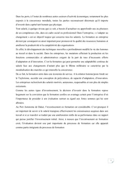 Analyse de l'évaluation de la formation au Port Autonome de Dakar