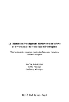 Theorie de Kohlberg versus theorie de la conscience d'entreprise