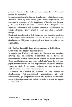 Theorie de Kohlberg versus theorie de la conscience d'entreprise