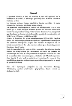 Dynamique spatio-temporelle du bassin versant de Sankarani au Mali
