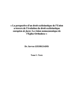 La perspective d'un droit ecclésiastique de l'Union