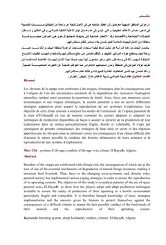 Dynamique des systèmes d'élevages dans la wilaya d'El bayadh Algérie