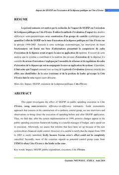 SIGFIP: Impact sur l'exécution de la dépense publique en Côte d'Ivoire