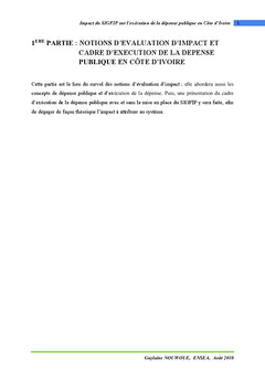 SIGFIP: Impact sur l'exécution de la dépense publique en Côte d'Ivoire