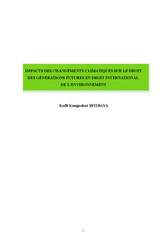 Impacts des changements climatiques sur le droit des generations futur