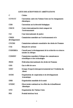 Impacts des changements climatiques sur le droit des generations futur