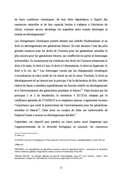 Impacts des changements climatiques sur le droit des generations futur