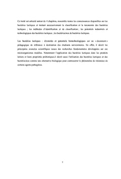 Les bacteries lactiques : diversites et potentiels biotechnologiques