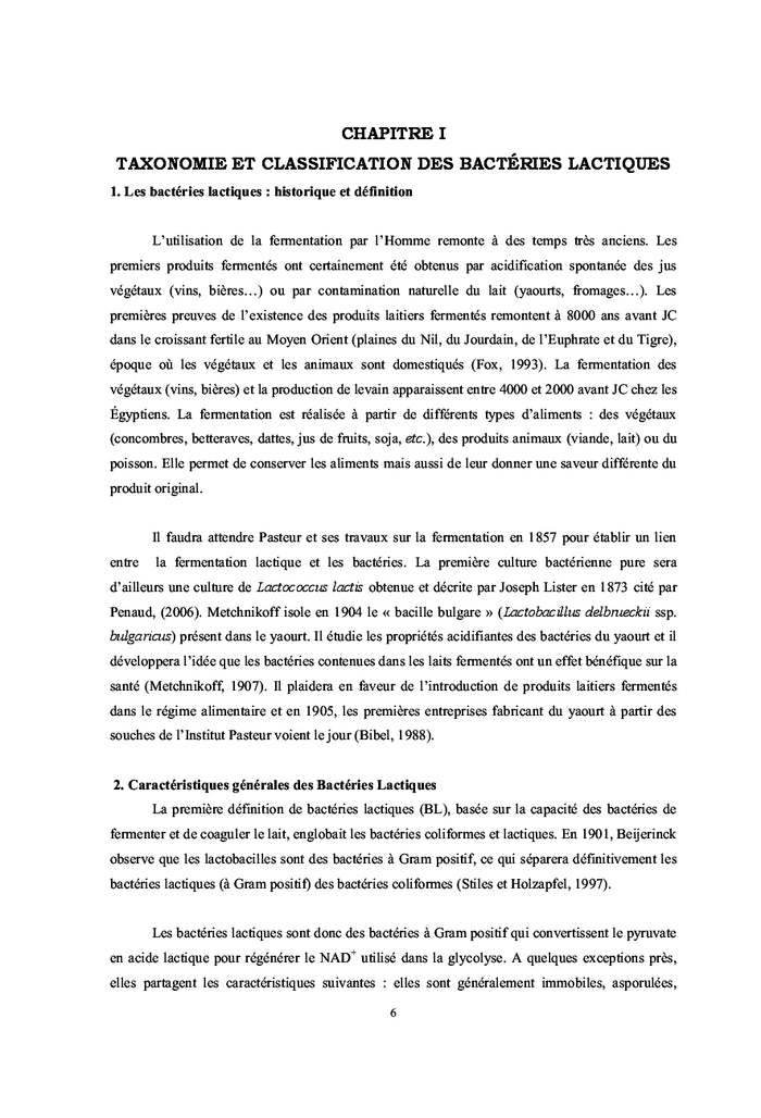 Les bacteries lactiques : diversites et potentiels biotechnologiques