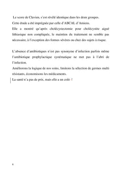 Antibiothérapie postopératoire et cholécystite aiguë