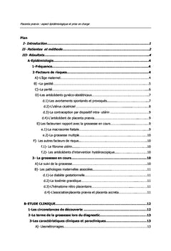 Placenta prævia : aspect epidemiologique et prise en charge