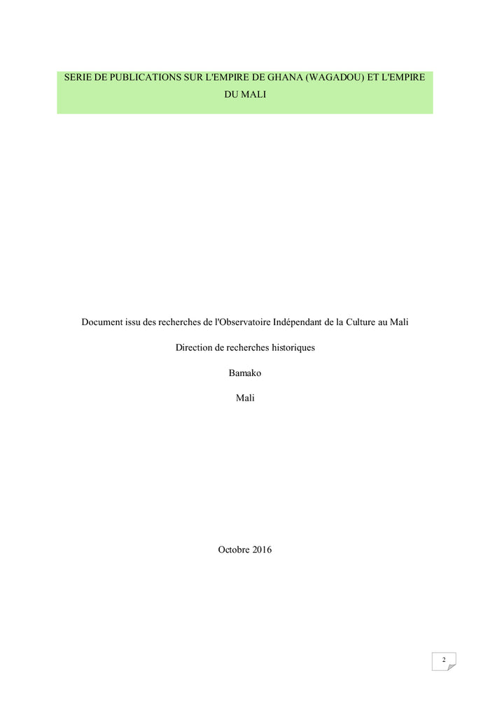 Les racines de l'empire de Ghana