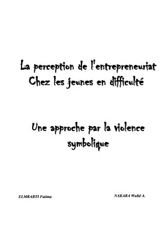 La perception de l'entrepreneuriat chez les jeunes en difficultés