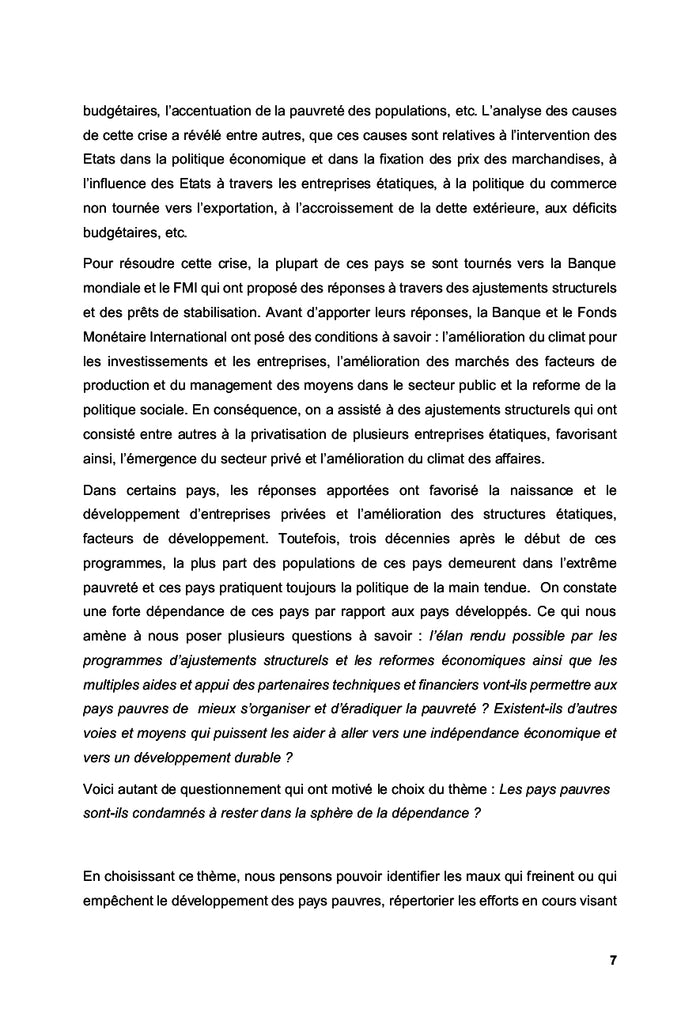 Sortir du sous-développement